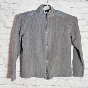Kenneth Cole NY Men’s Size L Full Zip Gray Cardigan Ribbed Sweater Jacket Cotton